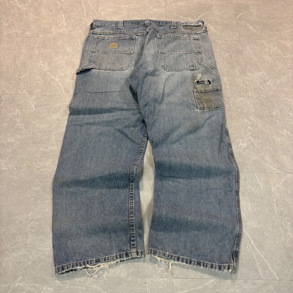 Lee Dungarees Mens 38x30 Carpenter Jeans Distressed Light Wash Denim Workwear